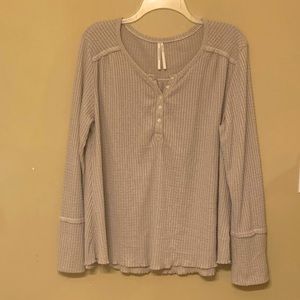 ANTHROPOLOGIE Taupe Beige long sleeve shirt size L